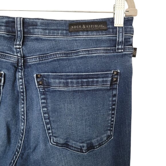 Rock & Republic Distressed Skinny Jeans Womens Size 14 M Blue Denim - Picture 9 of 10
